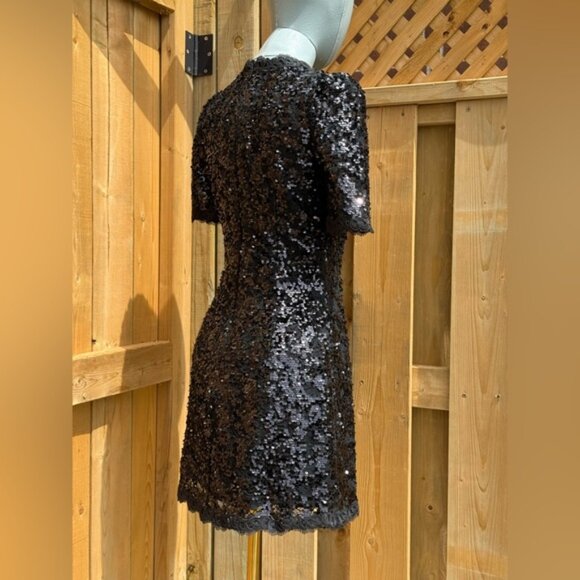 🆕 REBECCA VALLANCE 🧿 NWOT x Nicky Hilton Diana Black Bow Sequin Mini, Sz US 2 - Picture 7 of 16